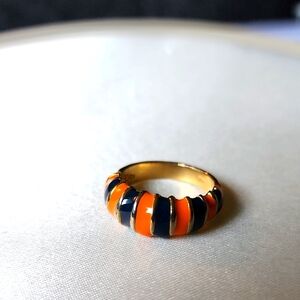 18K GOLD STAMP BLACK AND ORANGE RING VINTAGE